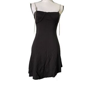 1Jinn Studio Black Bodycon Dress Rhinestone Straps Small NwT